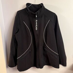 bebe Sport Black Full Zip Athletic Jacket Reflective Trim Size 2X